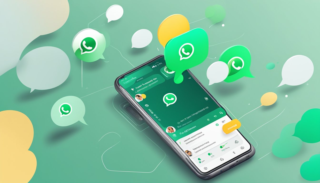 A smartphone displaying a WhatsApp chat with the ChatGPT logo and conversation bubbles