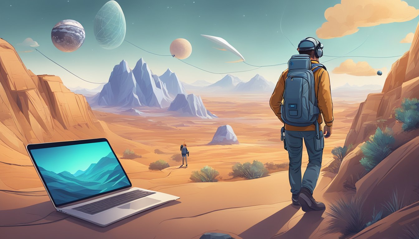 An explorer navigating through ChatGPT, Siri, and other virtual assistants in a digital landscape