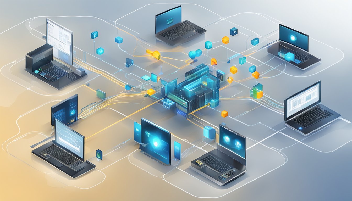 GPT-5 technology intersecting with other advanced technologies, creating a network of interconnected systems