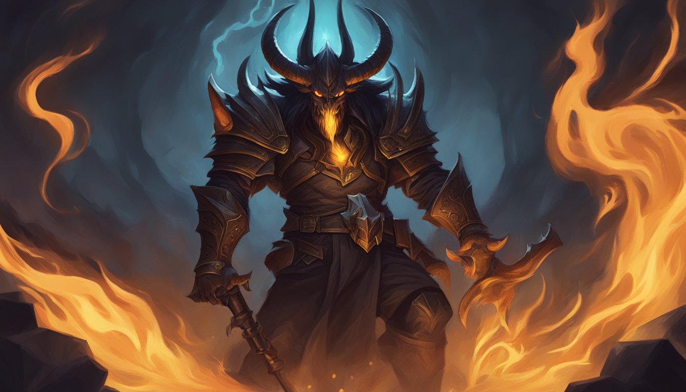 A menacing Diablo chats with GPT, surrounded by flickering flames and dark shadows