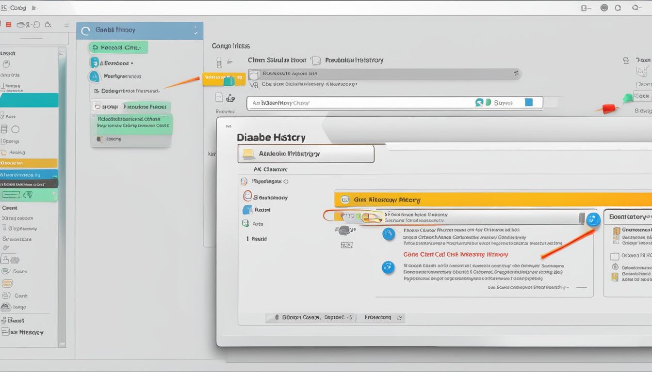 A computer screen displaying the chat history with a toggle switch labeled "Disable Chat History" highlighted in red