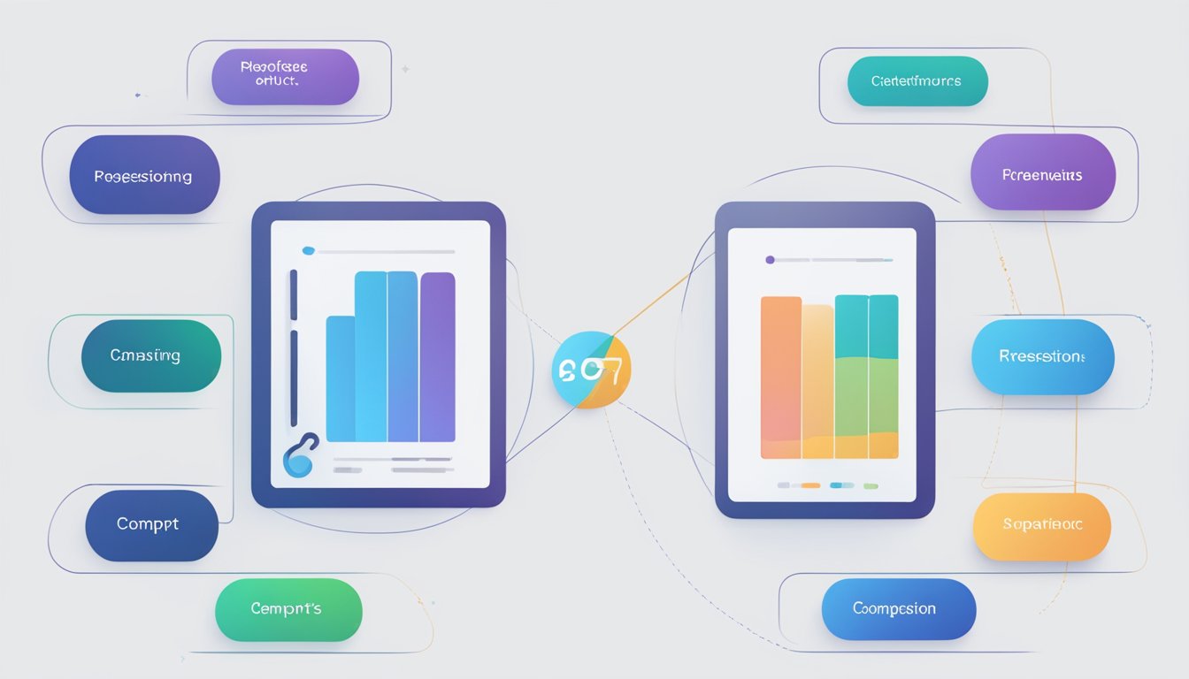 A comparison chart showing ChatGPT and Gemini's key features and performance metrics